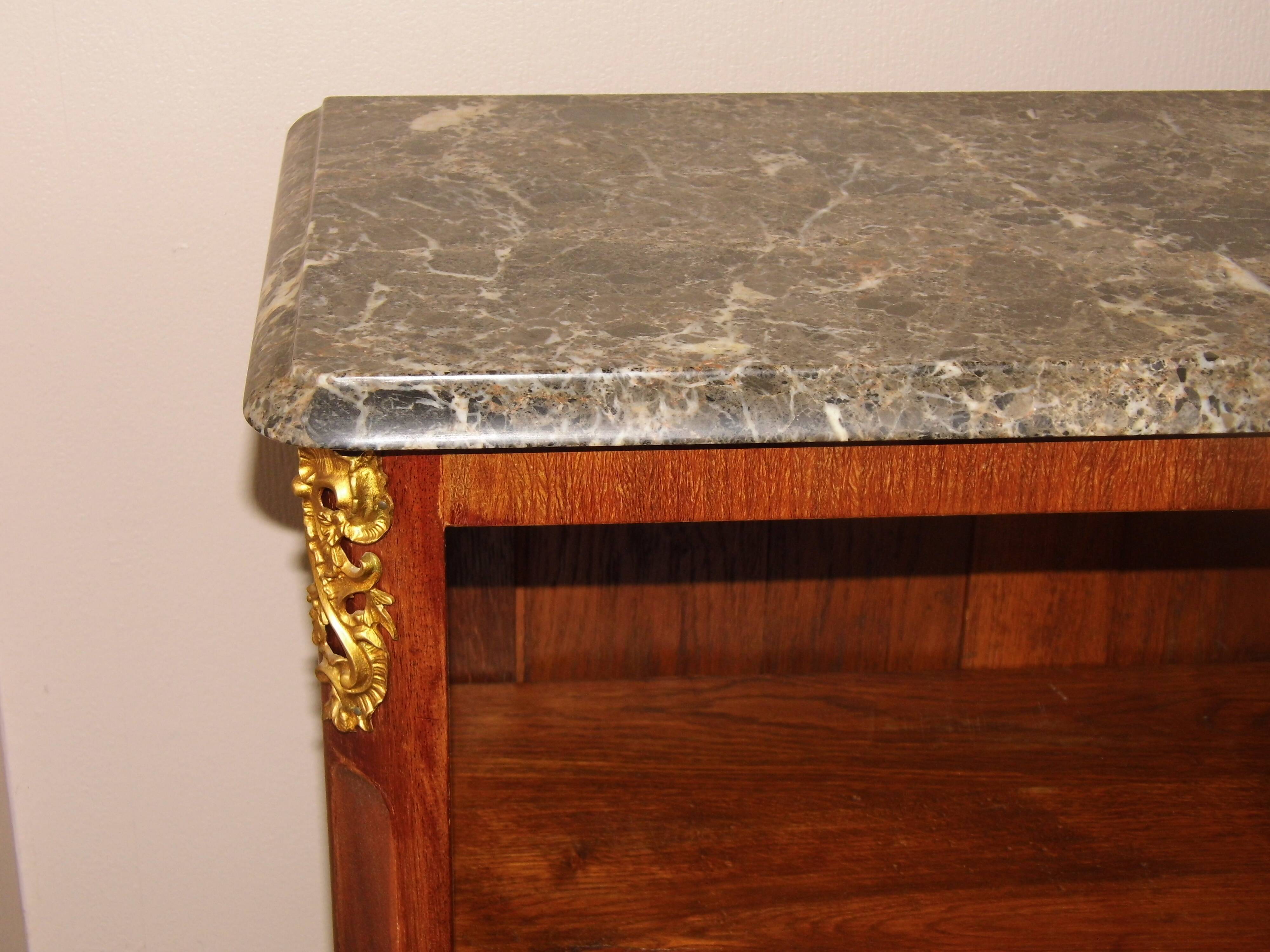 Cabinet bibus library Louis XV rosewood and marble very good condition XIXth siecle