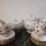 Tea or coffee service in white and gold Limoges porcelain "PL" (Limousine Porcelain)