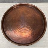 Vintage handcrafted XL round brass tray