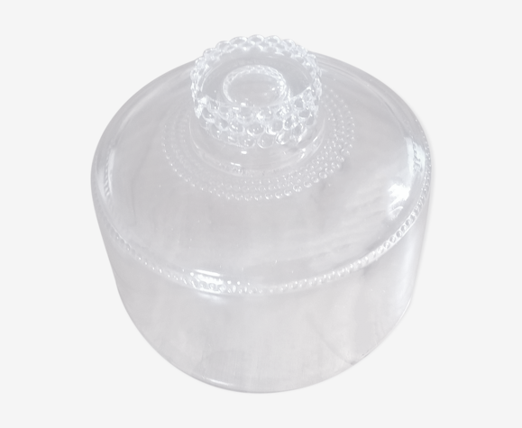 Cloche en verre moulé perles ancienne bt53