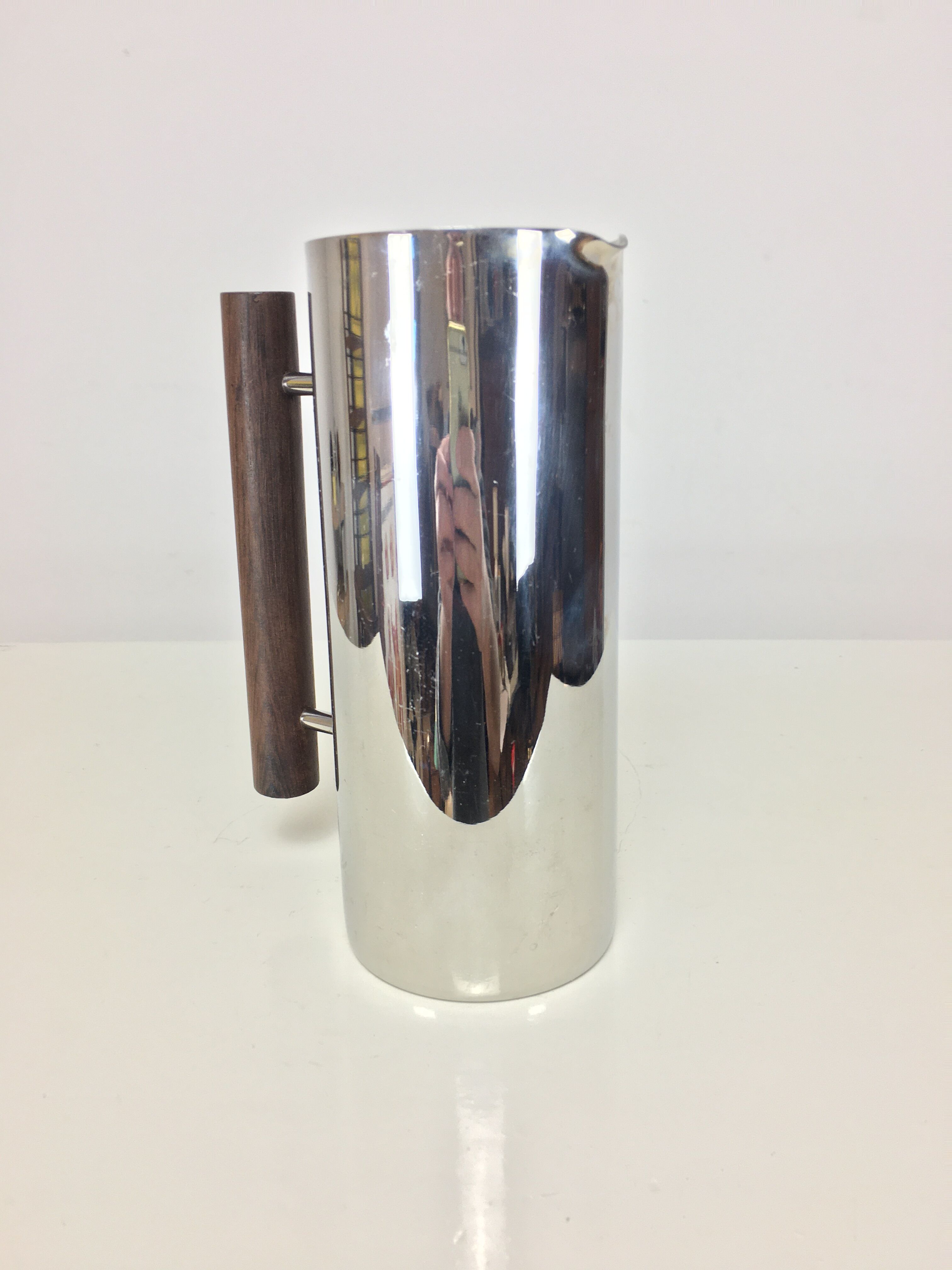 Scandinavian pitcher by Guy Degrenne, stainless steel and wood