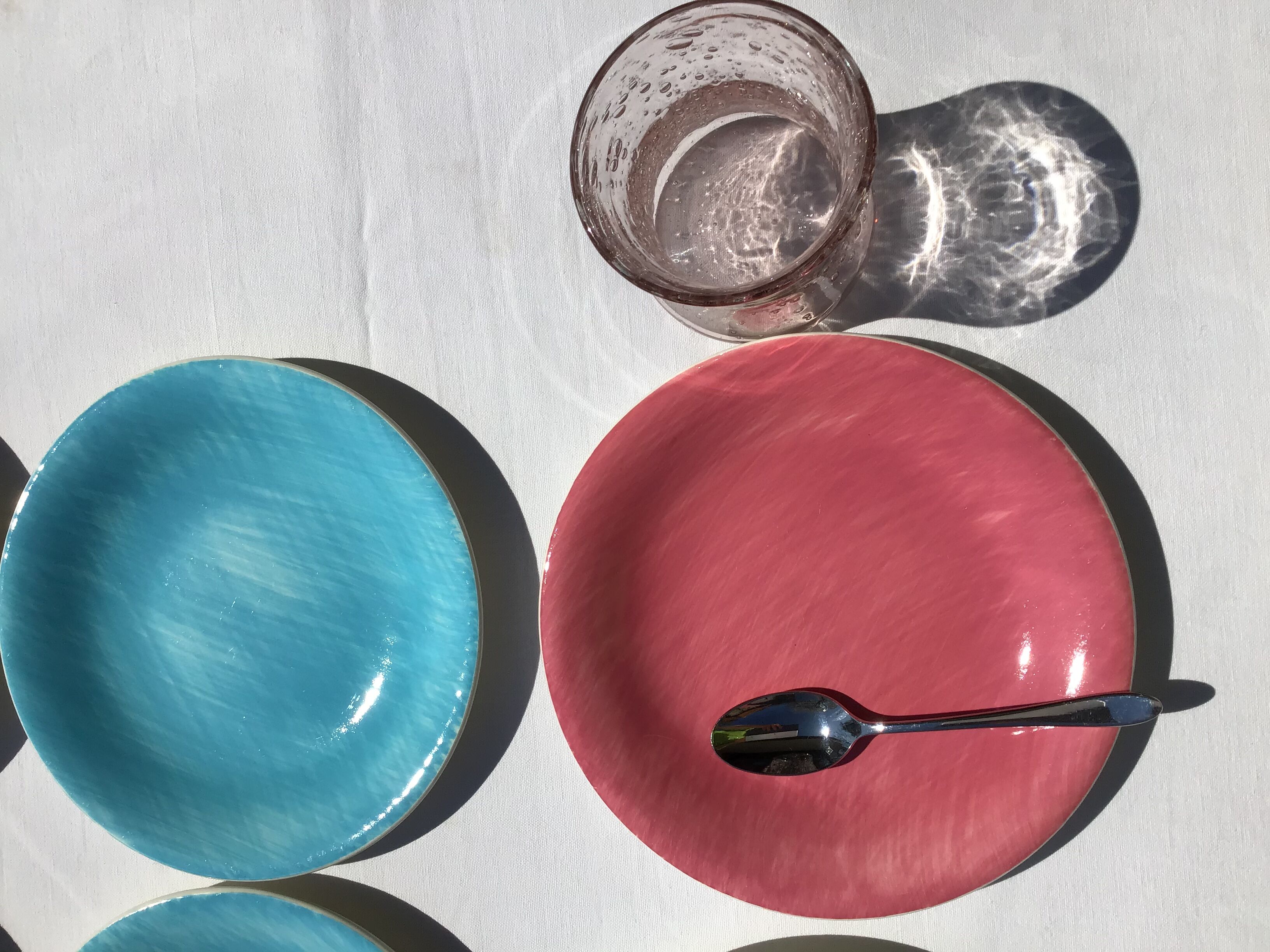 12 Hand-painted dessert plates Salins