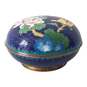 Boite bleue florale émail cloisonné