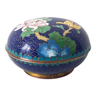 Boite bleue florale émail cloisonné