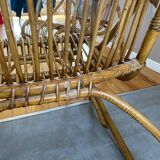 Rare pair of vintage rattan and wicker armchairs from the 1950s