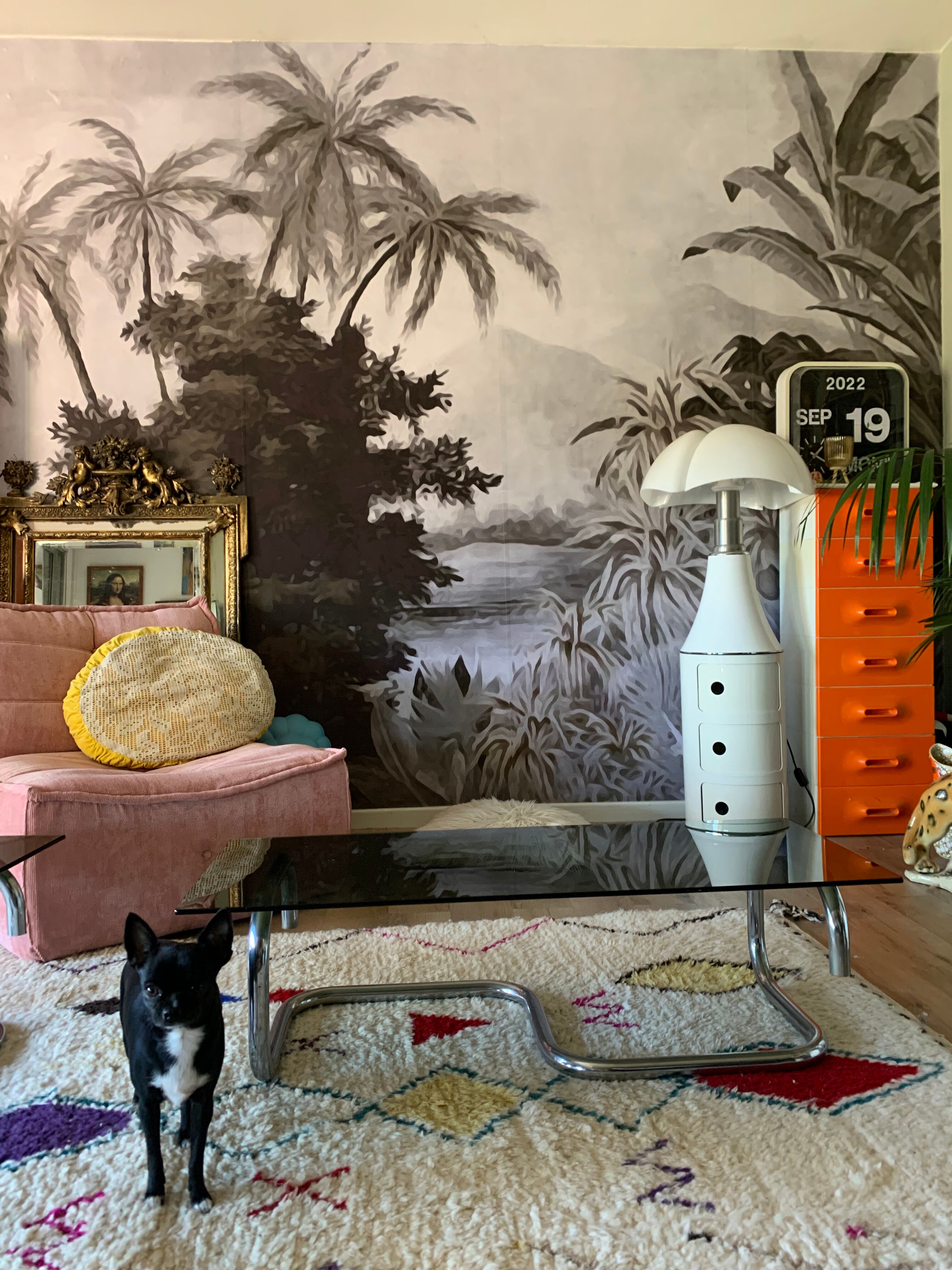 Coffee table chrome and smoked glass