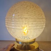 Pink Clichy glass globe in touch lamp