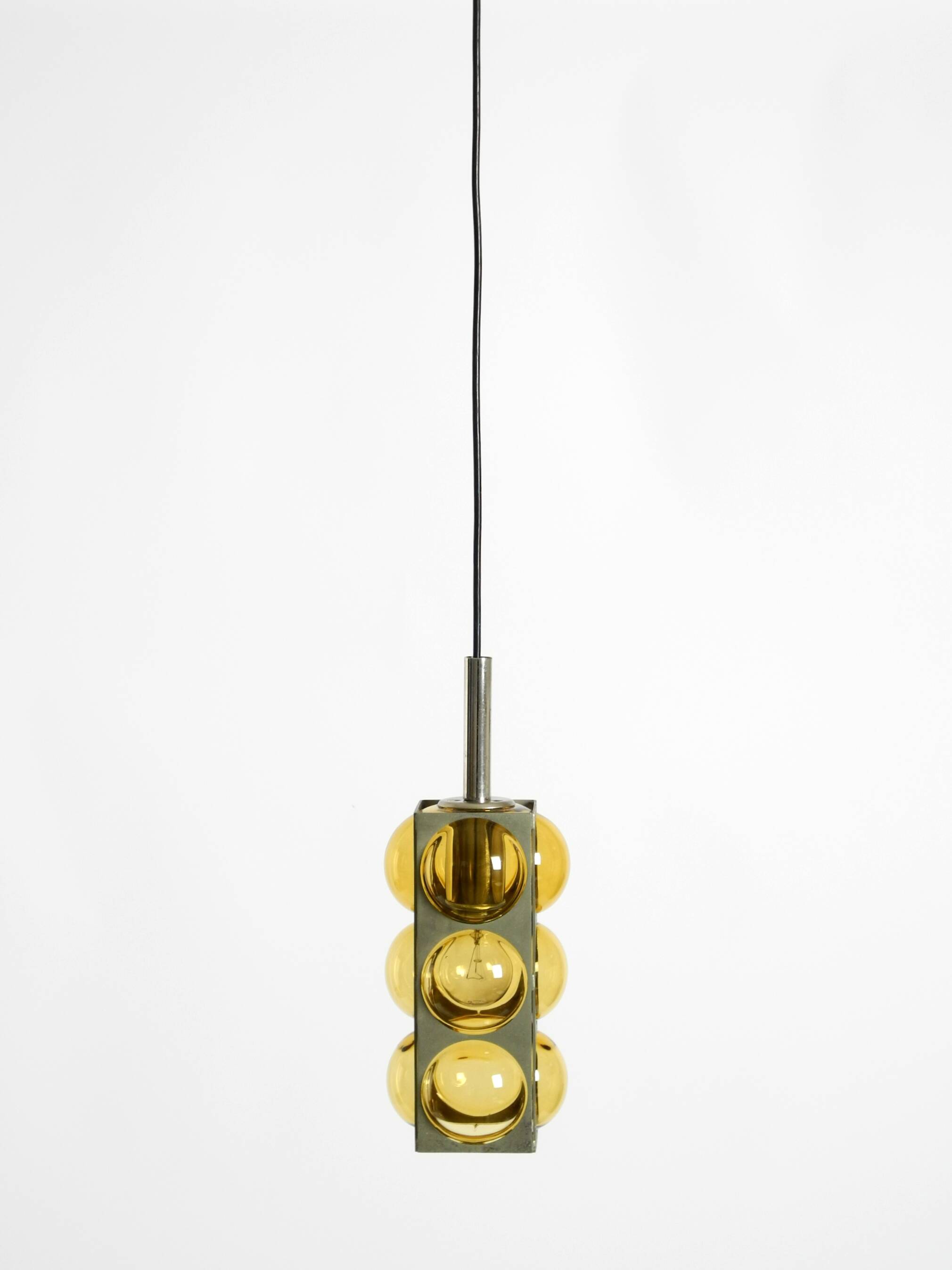 1960s Space Age pendant lamp by Temde made of glass and nickel-plated metal