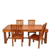 Dining table and 4 solid sheesham wood chairs in Arts & Crafts style.