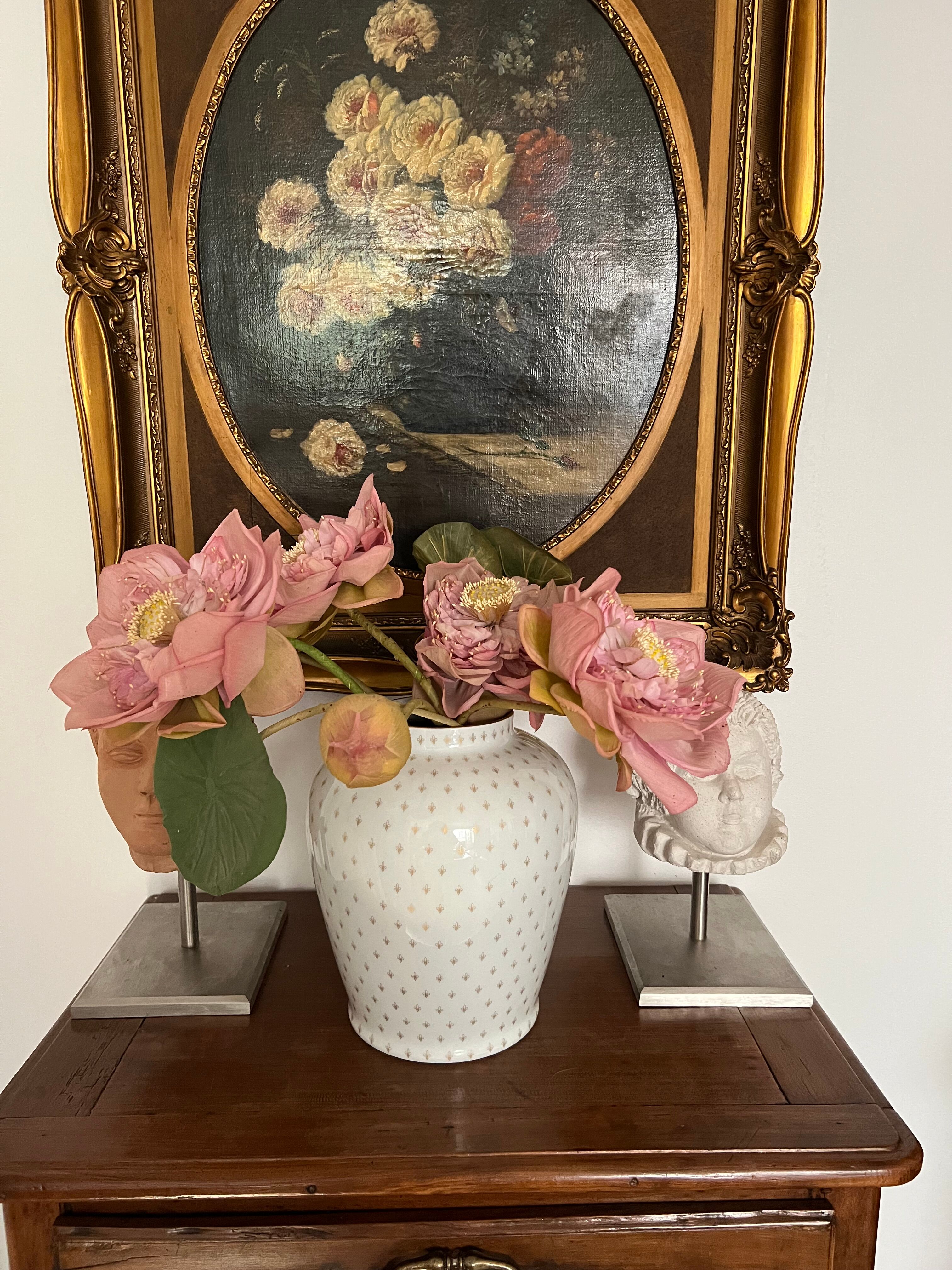 Vase Limoges Tharaud white with golden fleur-de-lis