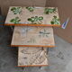 pull-out tables Vallauris, signed 'the wheel' ceramic, chrome foot