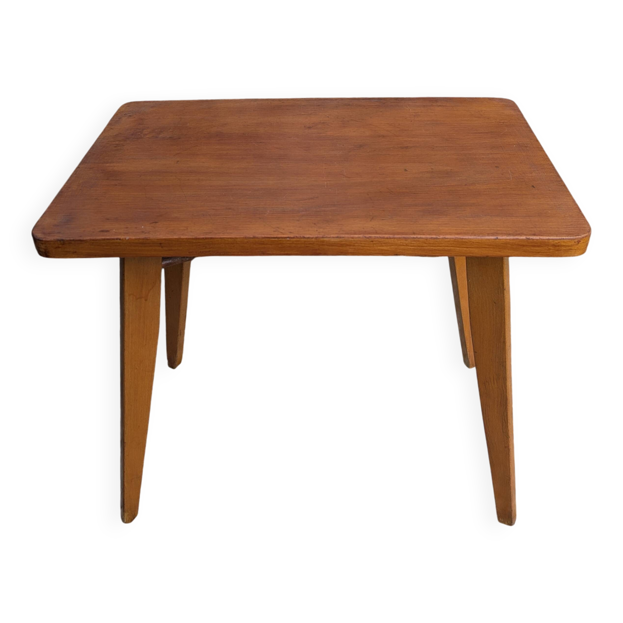 Vintage side table with compass legs – Scandinavian style – 60 × 42 × 51 cm