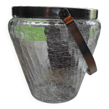 Ice bucket in silver-plated metal and crackled glass