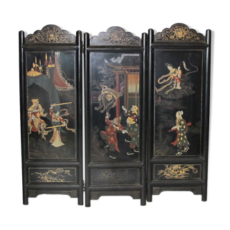 ancient Asian Chinese screen in 19th century and painted