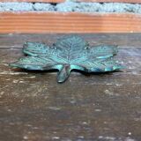 Vintage Greenish-Gray Metal Leaf-Shaped Empty Pocket Bowl