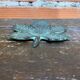 Vintage Greenish-Gray Metal Leaf-Shaped Empty Pocket Bowl