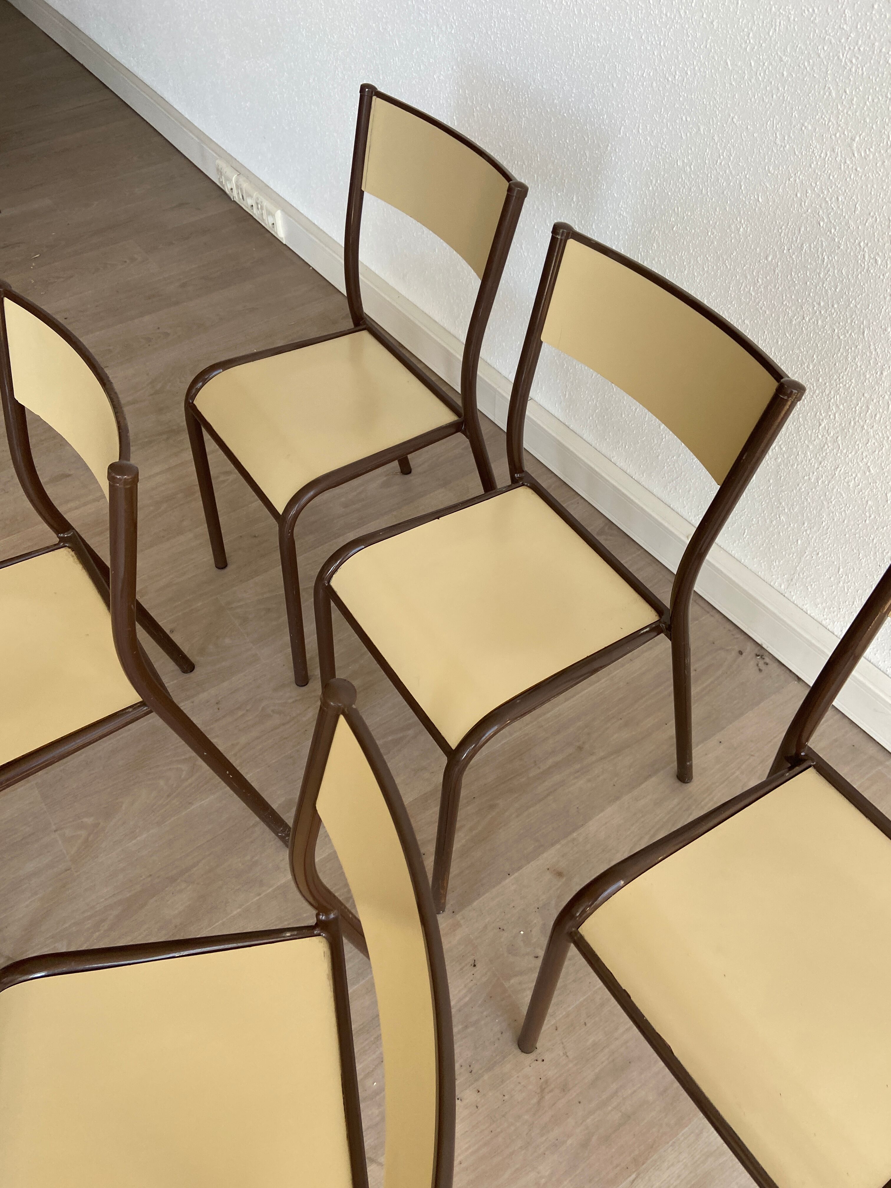 Set of 6 industrial chairs 1980