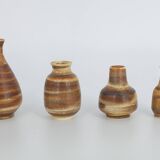 Small Mid-Century Scandinavian Modern Collectible Honey Stoneware Vase by Gunnar Borg, Set of 4