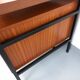Vintage modernist double-sided desk in mahogany and black metal from the 1960s