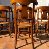 Chairs straw and wood cherry style directoire