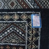 Vintage Berber Carpet Black and Beige Authentic Design Chic Ethnic Style