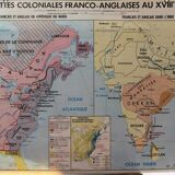 Old school card laminated "Colonial Empires and Great Trade towards the end of the 18th century."