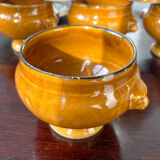 6 Onion tablespoons in ochre glazed stoneware