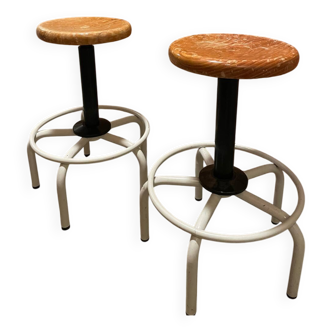 Lot tabourets bois architecte