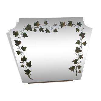 Miroir art déco trapezoïdal décoré de lierre 84x66cm