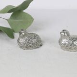 Metal salt and pepper shakers depicting two quails, 1970