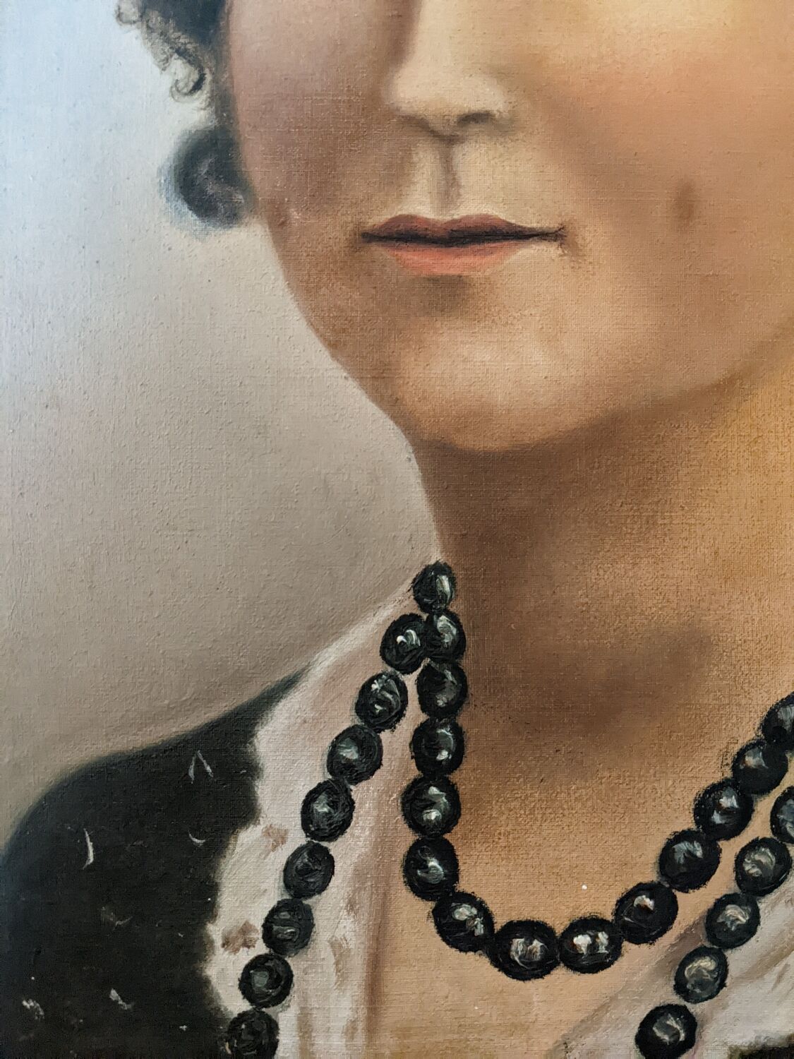 Oil on canvas portrait, vintage, bohemian countryside decoration.