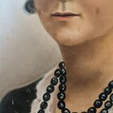 Oil on canvas portrait, vintage, bohemian countryside decoration.