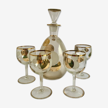 Carafe et quatre verres années 1970