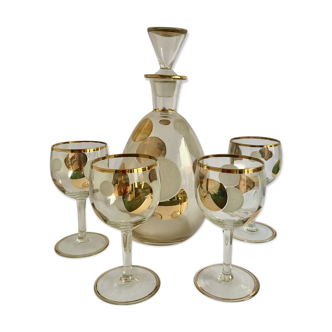 Carafe et quatre verres années 1970