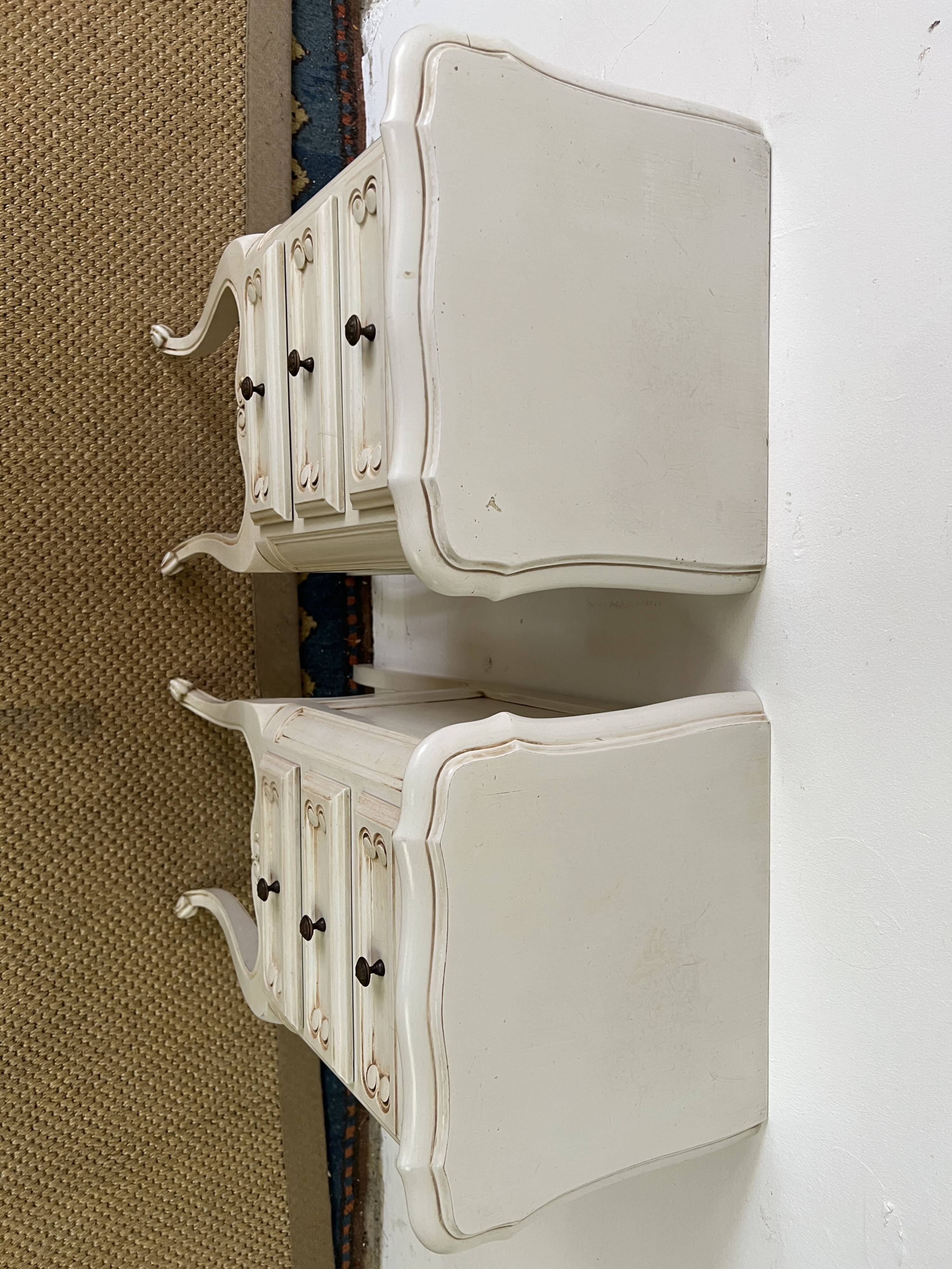 Pair of antique Louis XV style bedside tables, 3 drawers