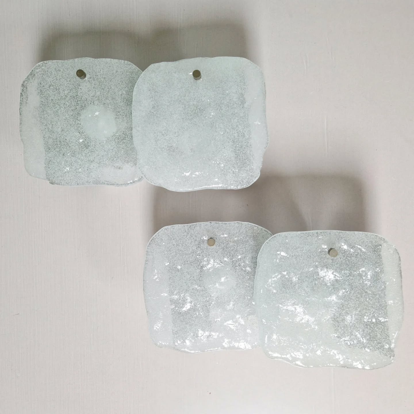 Pair of frosted glass wall sconces, Kalmar Francken, 1970