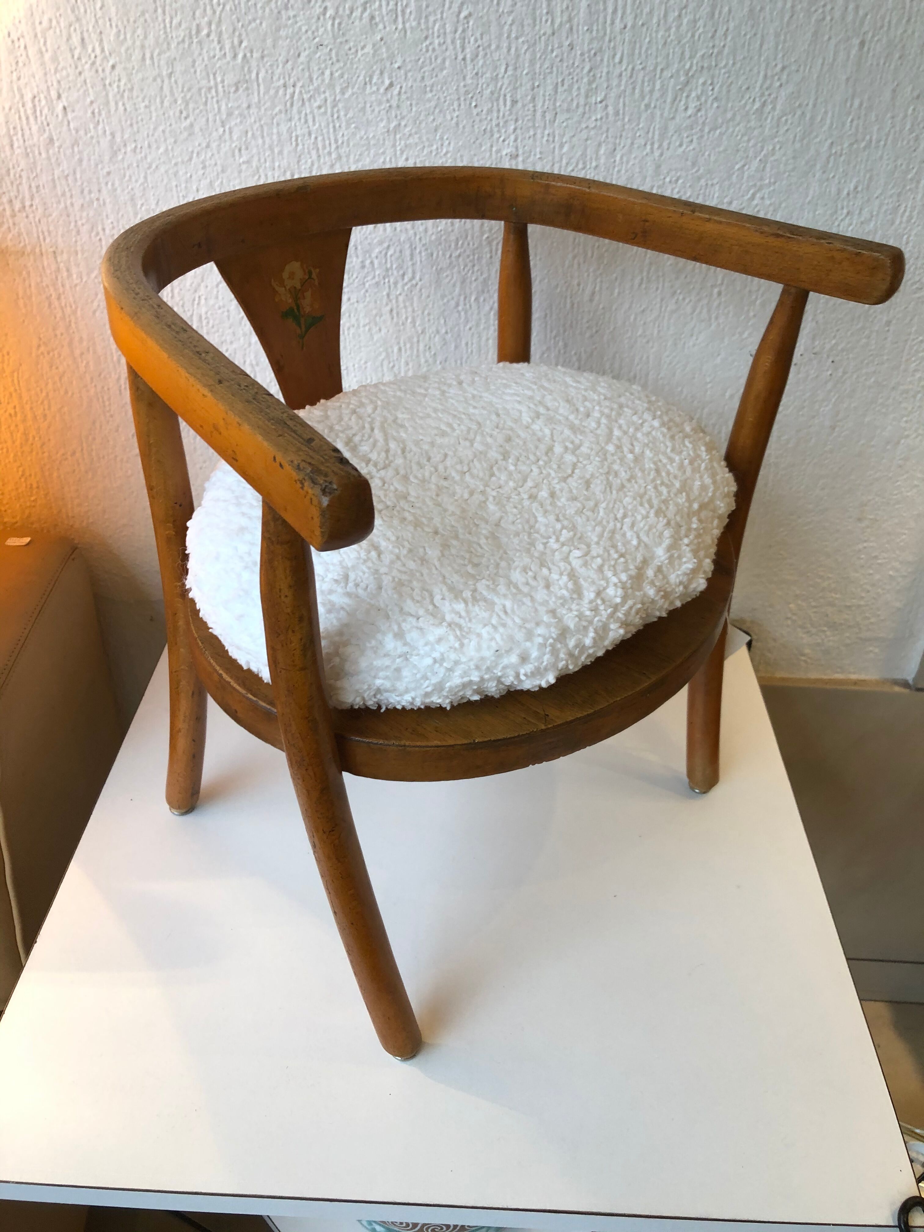 Child's armchair in curved wood circa 1950