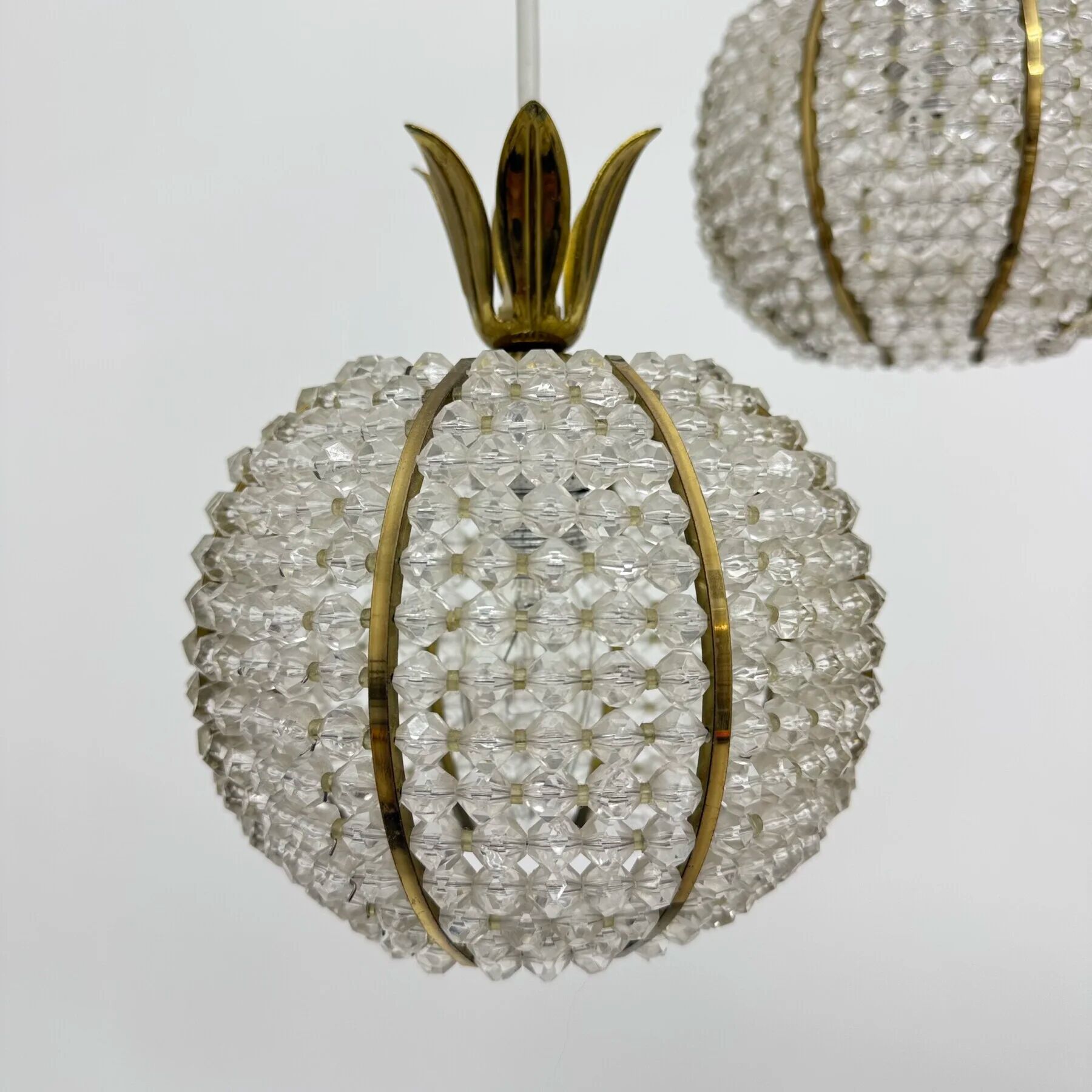 Rare pineapple design cascade hanging lamp with 5 balls by Emil Stejnar, 1950s