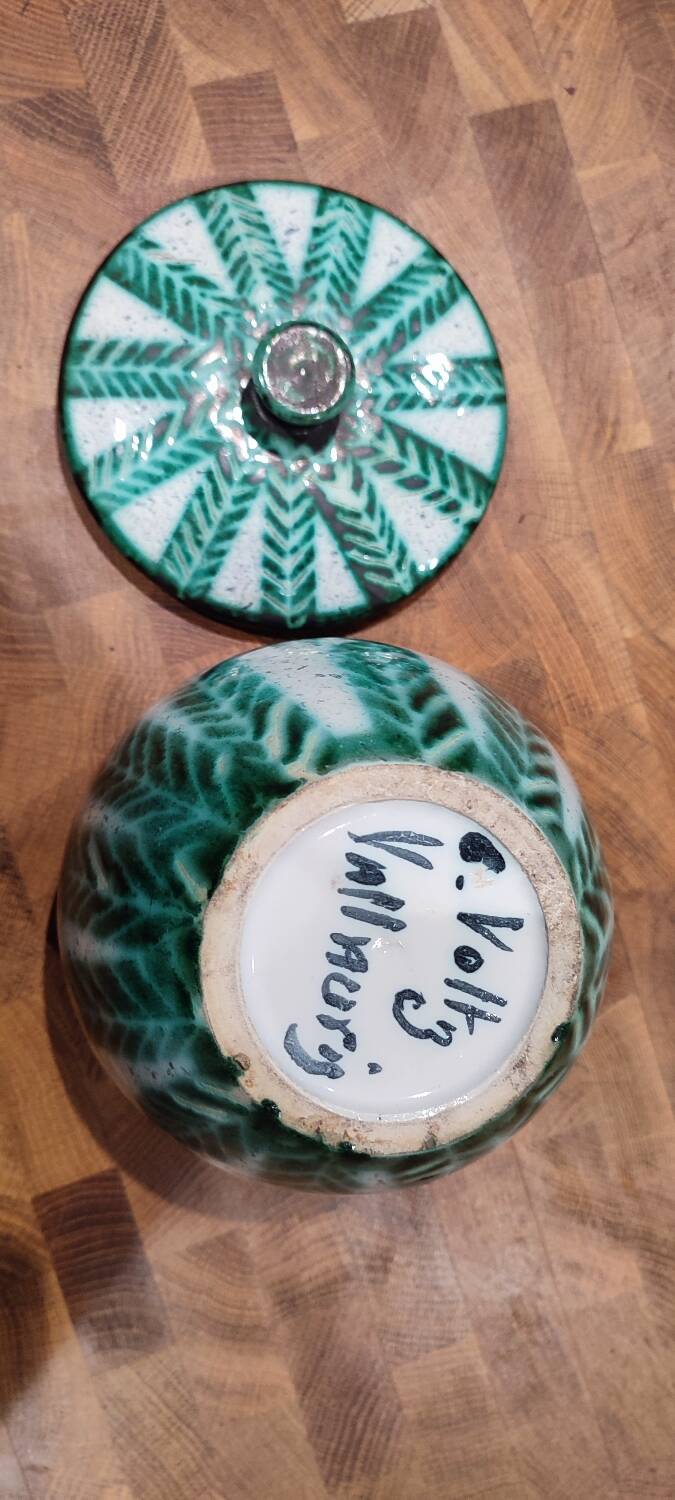 Vallauris ceramic covered pot signed Charles Voltz