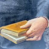 Old painting, portrait of a man of letters signed dated 1863