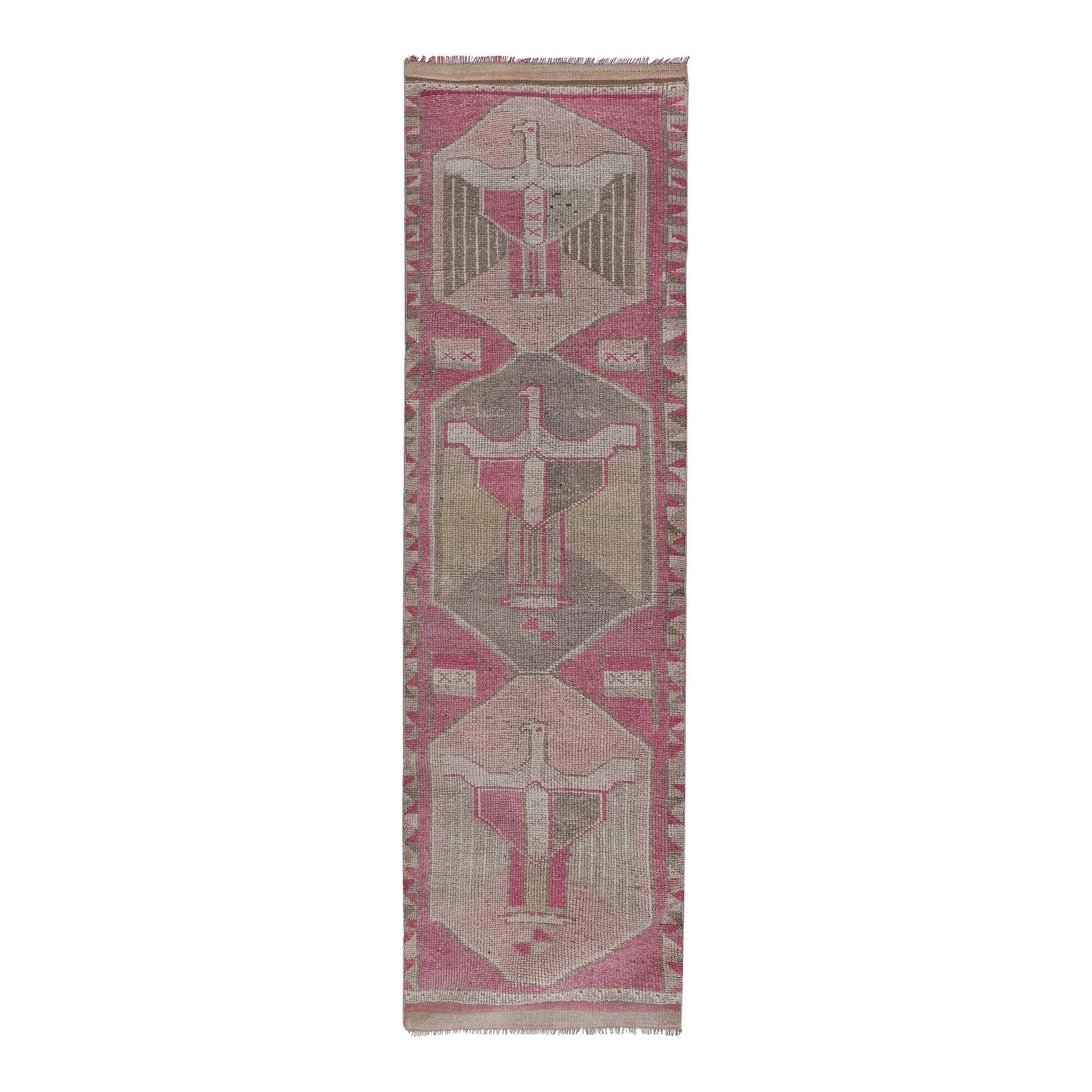 Vintage Turkish hallway rug 103x351 cm