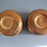 Duo of miniature brass flower pots, Unis France vintage brass flower pots