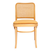 Thonet chair in rattan and yellow velvet wood from the mid-century, Europe, 1960s.