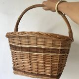 Two-tone woven wicker basket