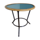 Table basse ronde en rotin et métal revisitée