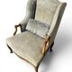 Fauteuil bergère d’époque Louis XV – chêne clair et velours
