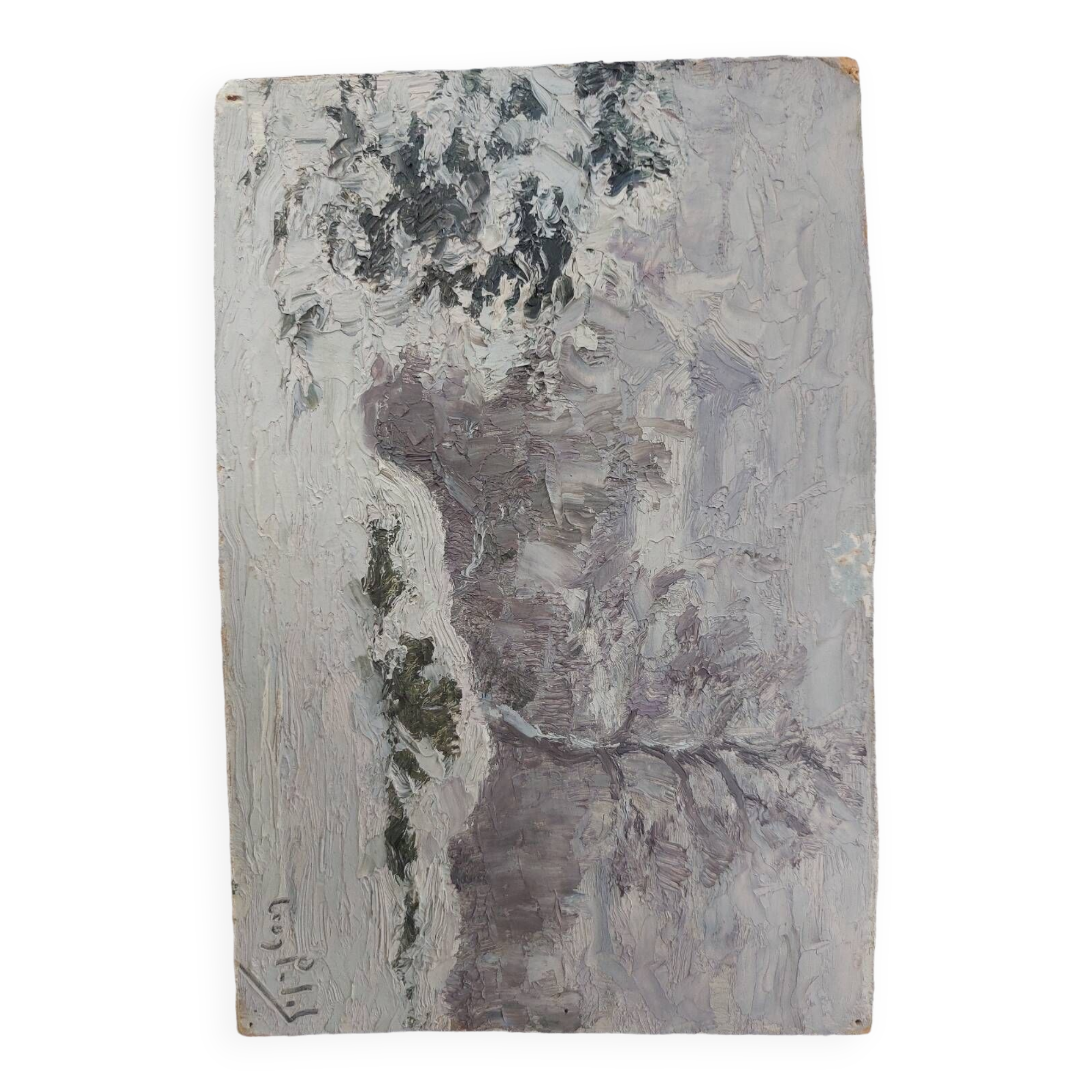 Small landscape under snow by Léon Petit