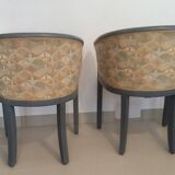 Pair of Rosello Art Deco barrel armchairs
