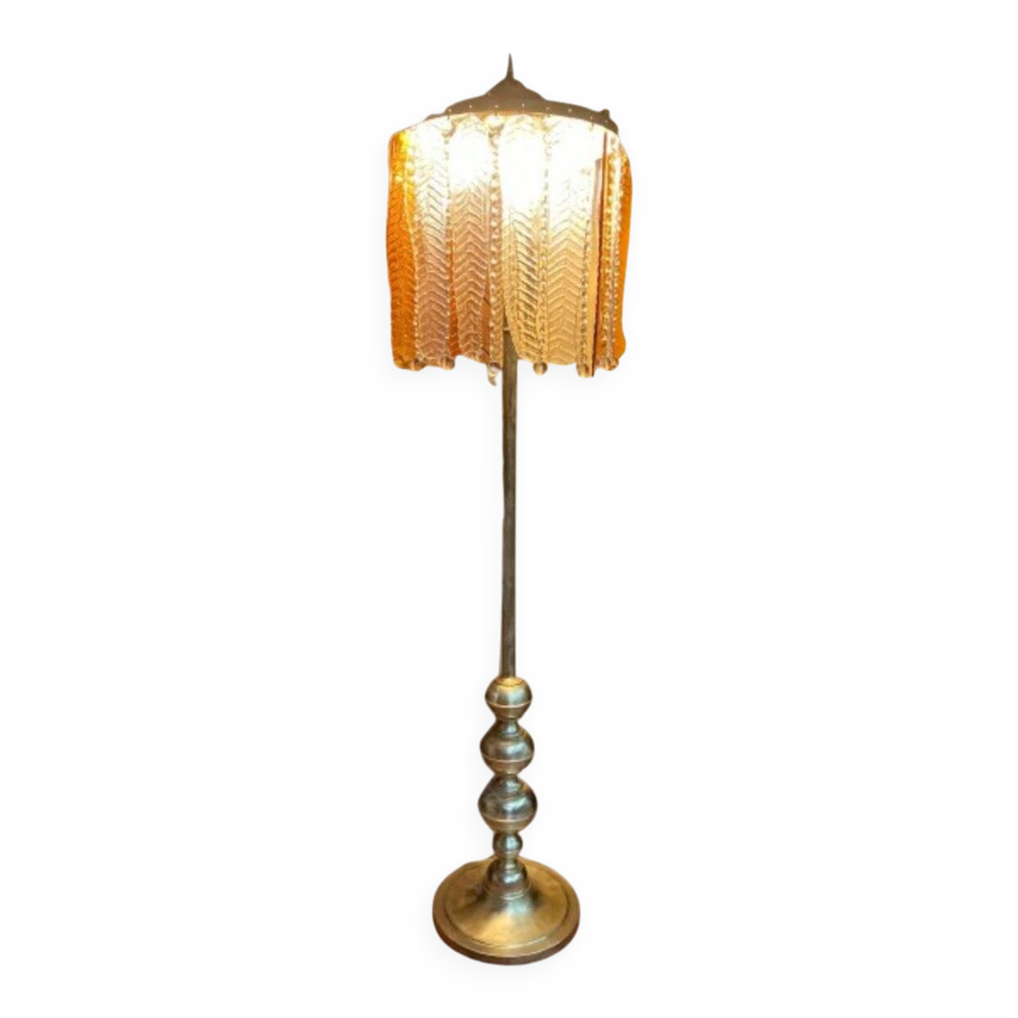 Vintage floor lamp with Murano glass leaves, 1970s