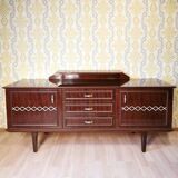 Mid-Century Wooden Dresser Sideboard with Detachable Mirror: 1970s Vintage